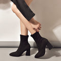 Black High Heel Suede Sock Boots
