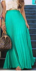 Pure Color Chiffon Pleated Big Long Skirt - Oh Yours Fashion - 2