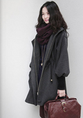Hooded Belt Slim Thick Wool Long Sleeves Mid-length Coat - OhYoursFashion - 5