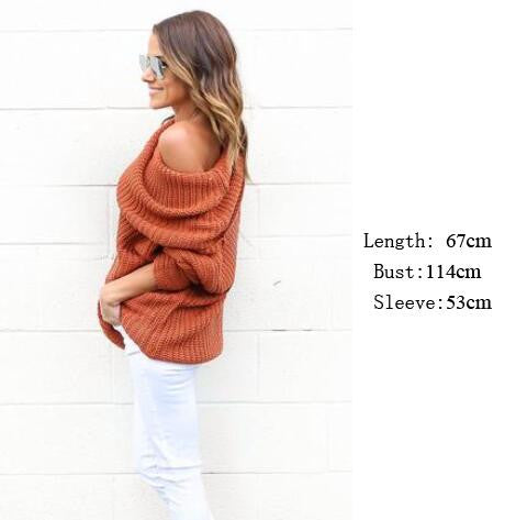 Turtle Neck Knitting Long Sleeves Loose Sweater - Oh Yours Fashion - 7