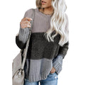 Striped Colorblock Crocheted Knitting Sweater
