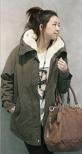 Hooded Long Sleeves Slim Drawstring Thick Cotton Coat - Oh Yours Fashion - 1