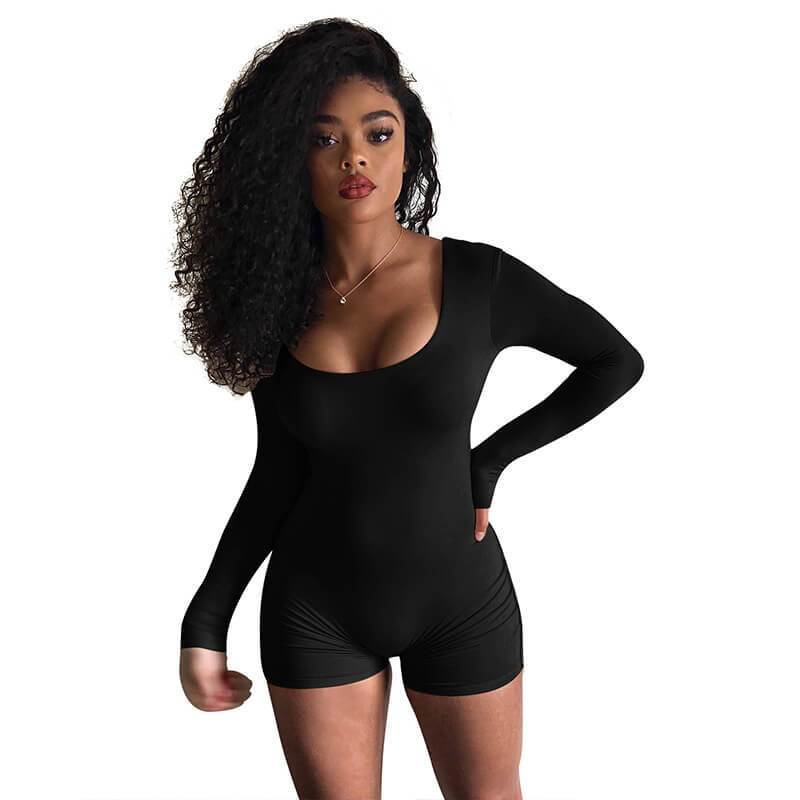 Round Neck Backless Bodycon Romper