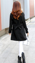 Turn-down Collar Pocket Slim Plus Size Mid-length Coat - Oh Yours Fashion - 8