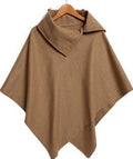 Irregular Hem High Neck Loose Cloak Shawl Coat - Oh Yours Fashion - 6