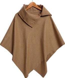 Irregular Hem High Neck Loose Cloak Shawl Coat - Oh Yours Fashion - 6