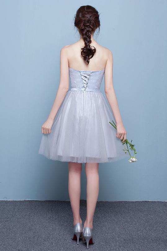 Strapless Sleeveless Pleated High Waist Short Party Bridesmaid Dress