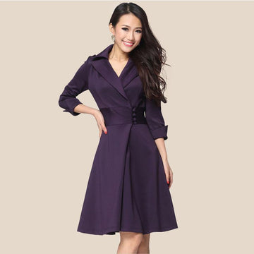 Elegant Lapel A-Line Knee Length 3/4 Sleeve OL Dress