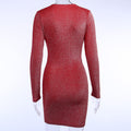 Red Bodycon Long Sleeve Sequin Mini Dress