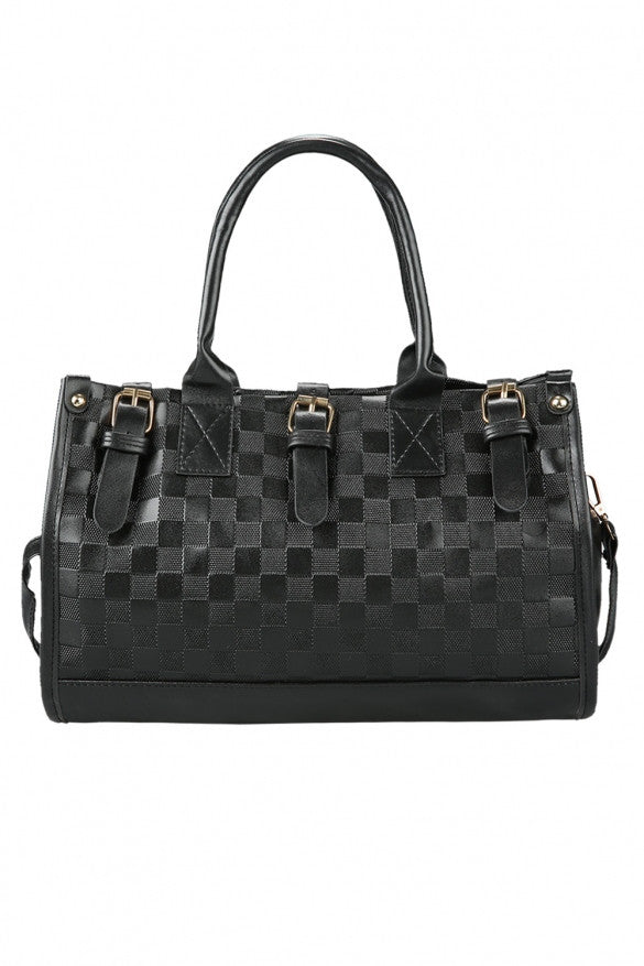 Women's Black PU Leather Handbag Tote Shoulder Bag - Oh Yours Fashion - 1
