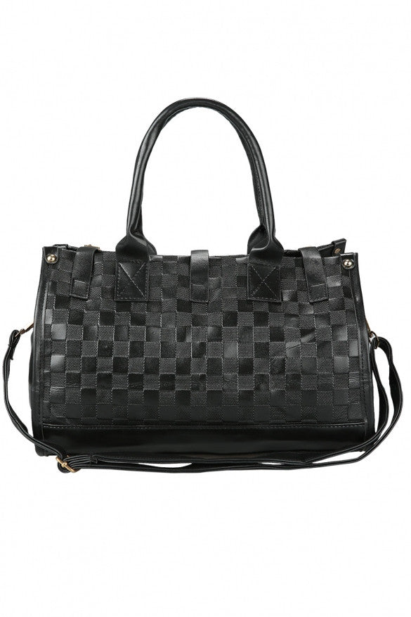 Women's Black PU Leather Handbag Tote Shoulder Bag - Oh Yours Fashion - 3