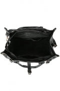 Women's Black PU Leather Handbag Tote Shoulder Bag - Oh Yours Fashion - 4