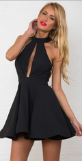 Sexy Hollow Out Empire Bear Shoulder Skater Short Dress - Oh Yours Fashion - 2