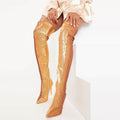 High Heel Glitter Pointed Toe Over Knee Calf Boots