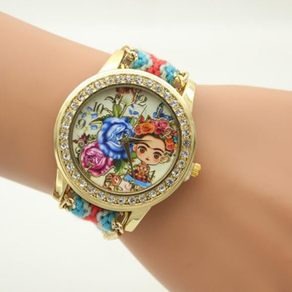 Flower Beauty Print Woven Strap Watch - Oh Yours Fashion - 1