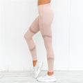 Mesh Patchwork Women Mid Waist Elastic Yoga Sports Legging Pants