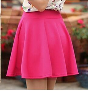 Candy Color Stretch Skater Flared Pleated Mini Skirt - OhYoursFashion - 2