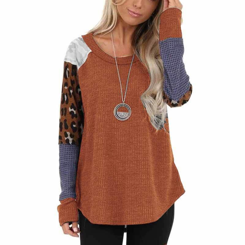 Patchwork Scoop Neck Loose Blouse