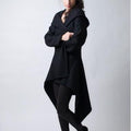 Hooded Irregular Long Sleeves Pure Color Wool Coat - Oh Yours Fashion - 1