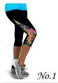 Flower Print Side Triangle Fashion 3/4 Pants Yoga Sport Leggings - Oh Yours Fashion - 3