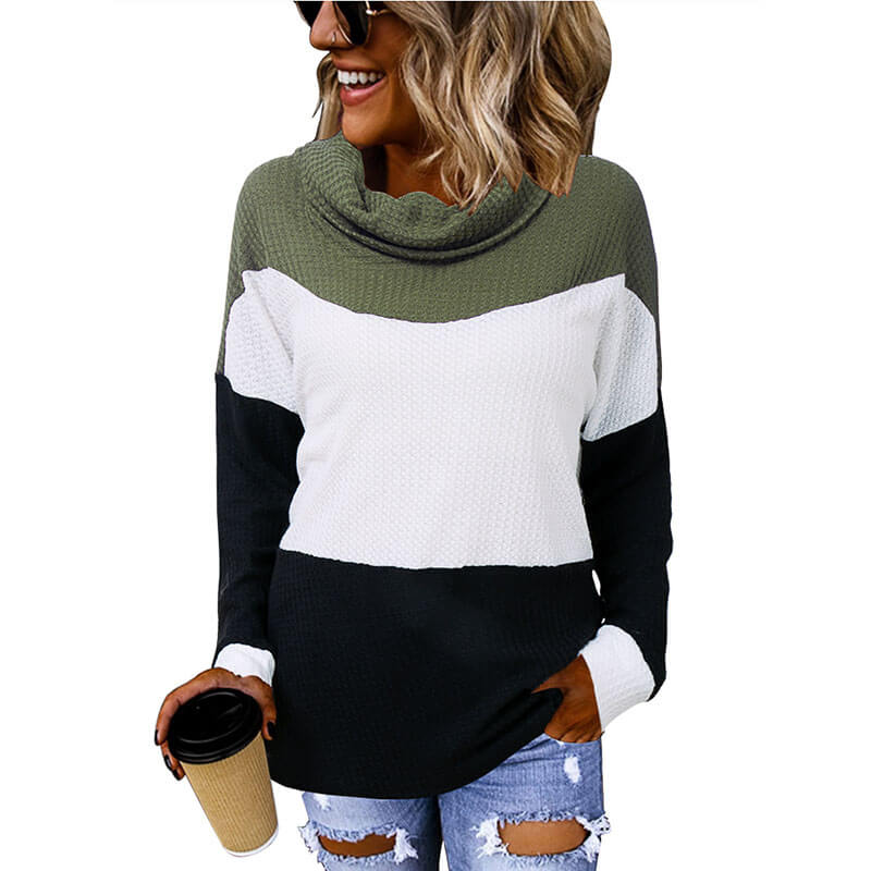 Turtleneck Colorblock Striped Thin Sweater?