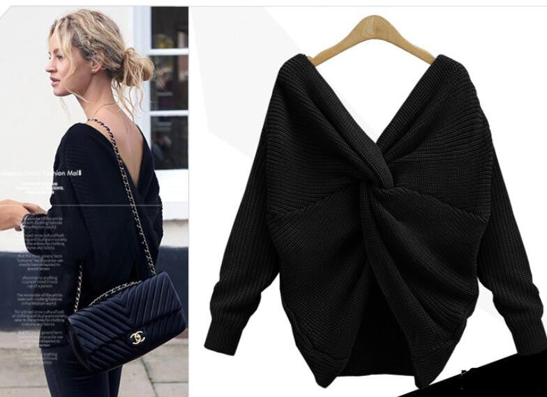 Sexy Wrap Style Long Sleeve Knitting Sweater - Oh Yours Fashion - 6