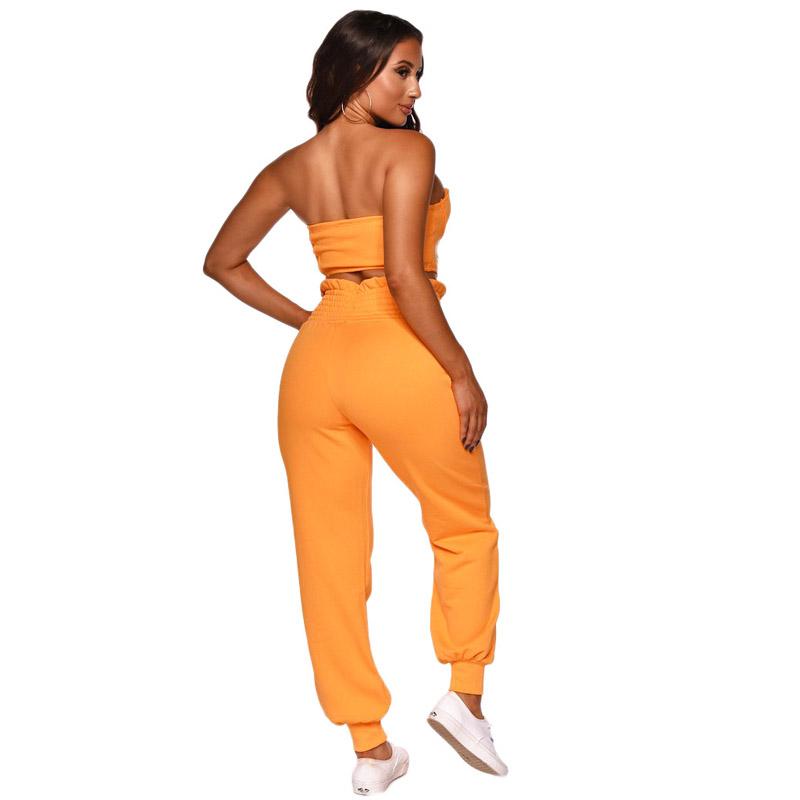 Sexy Candy Color Strapless High Waist Zipper Two Pieces Set