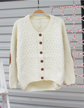 Cardigan Pure Color Elbow Patch Knit Sweater - Oh Yours Fashion - 2