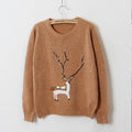 Sequin Bead Reindeer Christmas Sweater