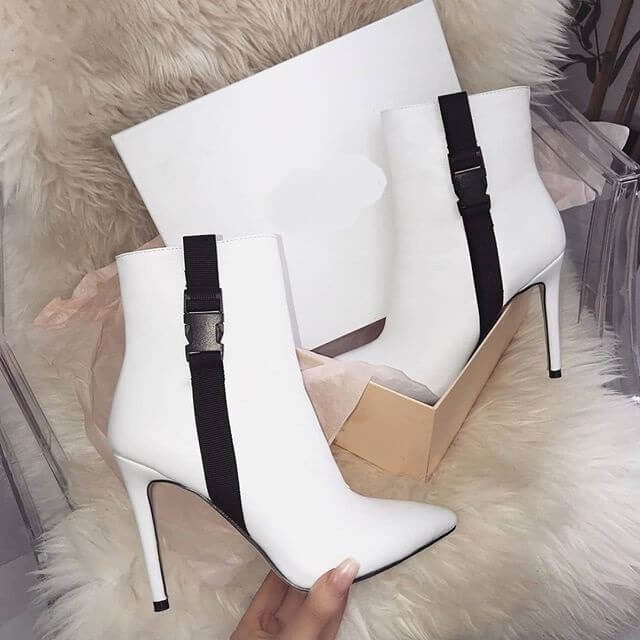 Leather High Heel Suede Calf Boots