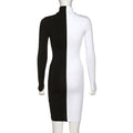 Colorblock Long Sleeve Bodycon Short Dress