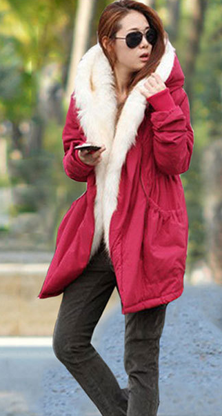 Hooded Thick Slim Casual Plus Size Mid-length Coat - Oh Yours Fashion - 2