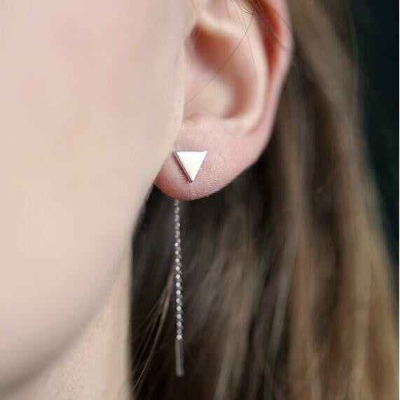 Smooth Triangle Chain Tassel Earrings - Oh Yours Fashion - 1