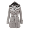 Plus Size Double Breasted Long with Belt Hooded Coat - Oh Yours Fashion - 8
