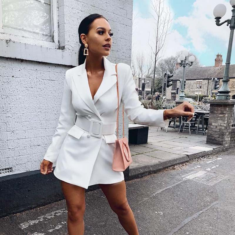 Double Breasted With Belt Blazer Dress