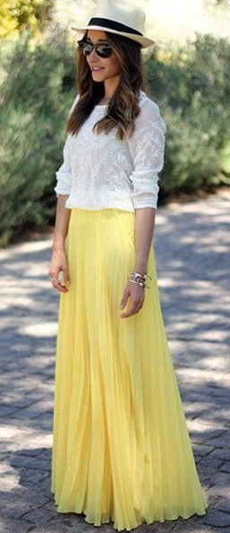 Pure Color Chiffon Pleated Big Long Skirt - Oh Yours Fashion - 7