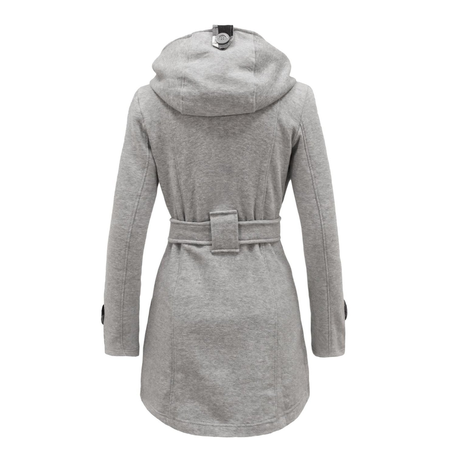 Plus Size Double Breasted Long with Belt Hooded Coat - Oh Yours Fashion - 9
