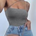Sexy Sleeveless Strapless Solid Color Bodysuits