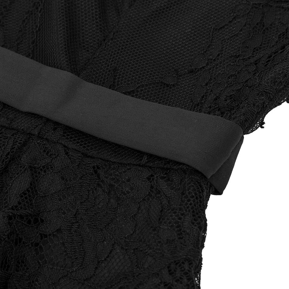 Transparent Lace 3/4 Sleeves High Waist Long Wide Leg Jumpsuits