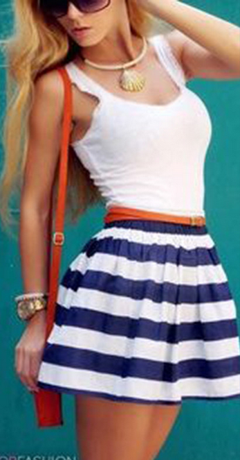 Splicing Stripe O-neck Sleeveless Short Dress - Oh Yours Fashion - 2