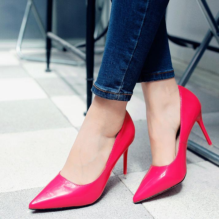 Low Cut Candy Color Pointed Toe High Stiletto Heel Party Office Shoes