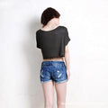 Scoop Casual Short Sleeve Pocket Short Midriff-baring T-shirt - OhYoursFashion - 14