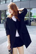 Pure Color 3/4 Sleeves Loose Scoop Pockets Long Coat
