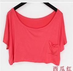 Scoop Casual Short Sleeve Pocket Short Midriff-baring T-shirt - OhYoursFashion - 5