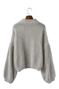 Scoop Pure Color Long Puff Sleeves Loose Sweater