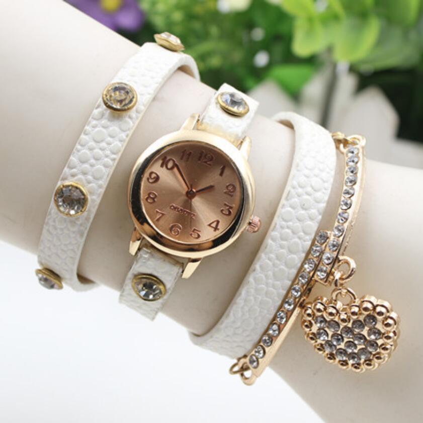 Crystal Heart PU Strap Wristwatch - Oh Yours Fashion - 1
