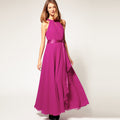 Chiffon Pure Color O-neck Irregular Sleeveless Long Dress - Oh Yours Fashion - 7
