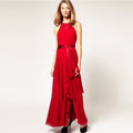 Chiffon Pure Color O-neck Irregular Sleeveless Long Dress - Oh Yours Fashion - 9