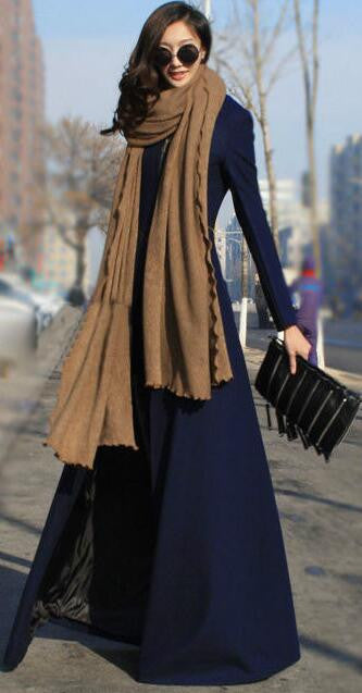 Beautiful High Neck Slim Super Long Coat - Oh Yours Fashion - 1
