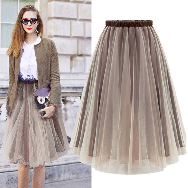 Joker Pure Color Pleated Flared Organza Skirt - Oh Yours Fashion - 2